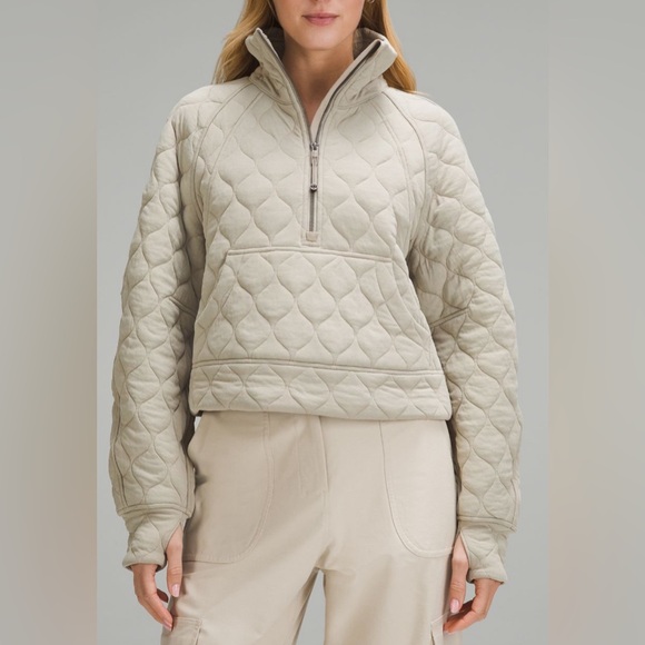 Lululemon Scuba Oversized Quilted Half Zip Riverstone M/L - Picture 1 of 11